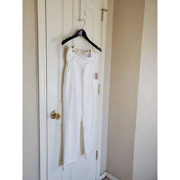 Active USA Womens Pants White L Paper Bag Waist New - Picture 5 of 6